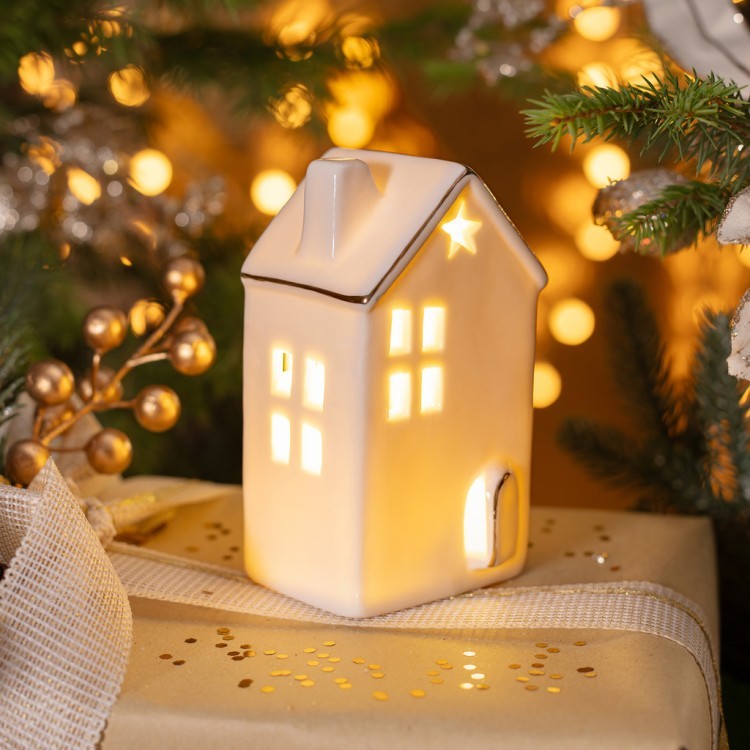 Фигурка "домик" с led-подсветкой 7,3*6,3*12,8 см Lefard (146-2182)