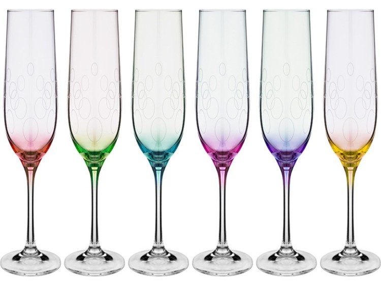 Набор бокалов для шампанского из 6 шт. '"viola" 190 мл. высота=24 см Bohemia Crystal (674-655)