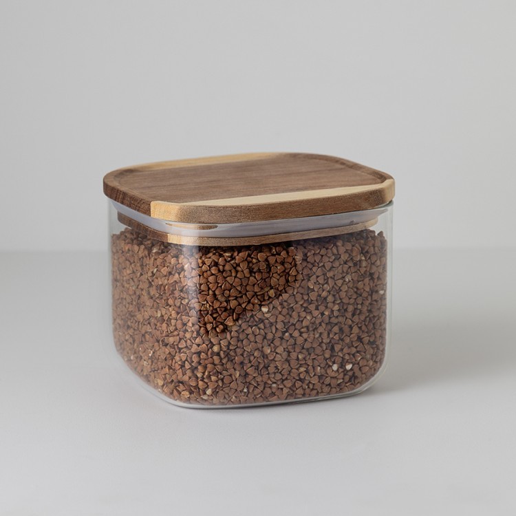 Банка для хранения квадратная glass acacia,1 л (79984)