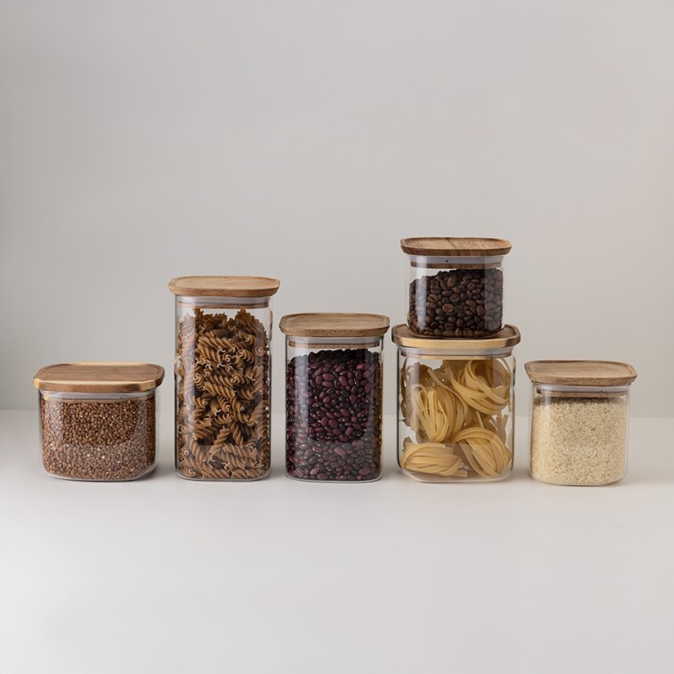 Банка для хранения квадратная glass acacia,1 л (79984)