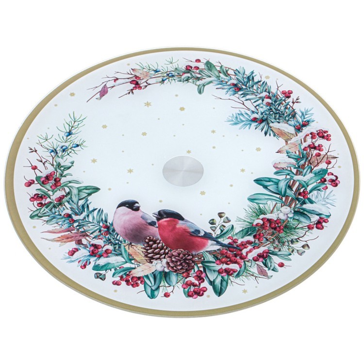 Тортовница вращающаяся "снегири" 32*2,5 см Agness (357-258)