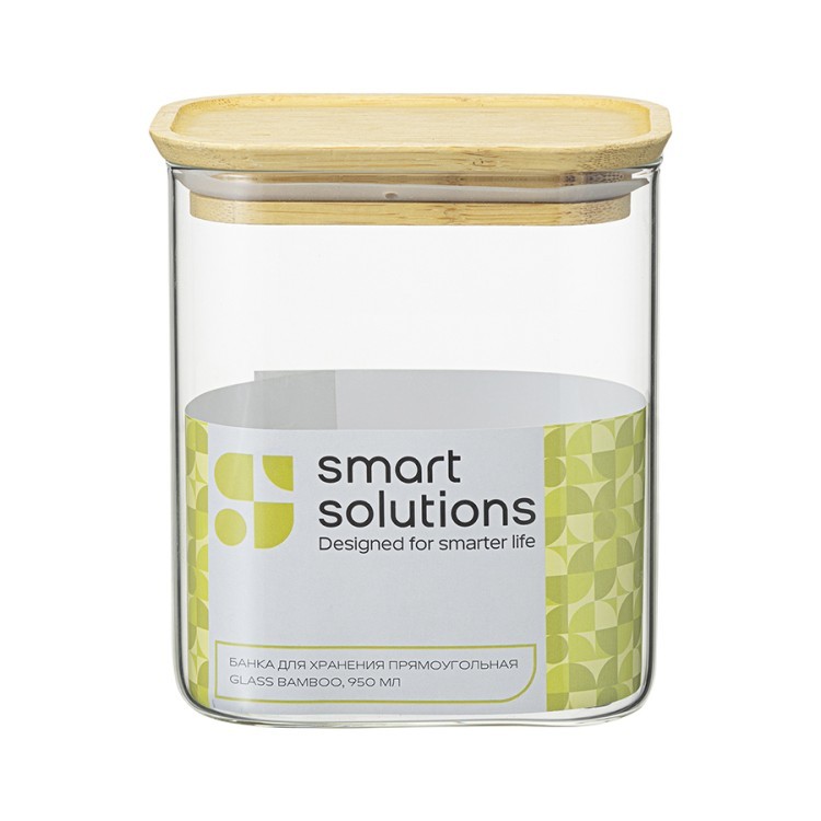 Банка для хранения прямоугольная glass bamboo, 950 мл (77508)