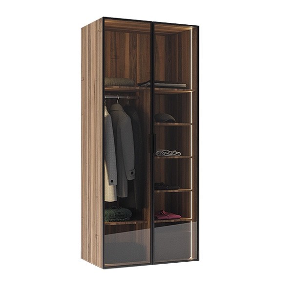 Шкаф двухдверный с полками цвет орех, дверцы стеклянные (TT-00010408)