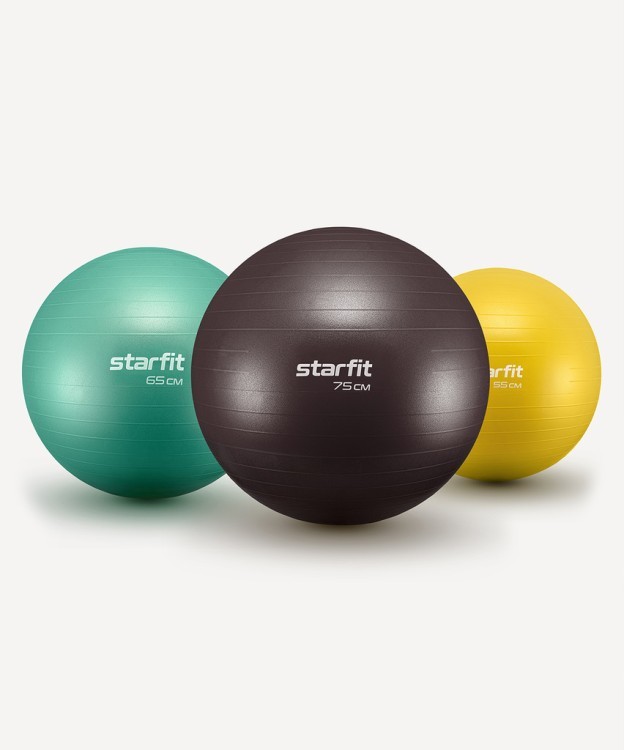 БЕЗ УПАКОВКИ Фитбол STARFIT GB-111 антивзрыв, 900 гр, с ручным насосом, желтый, 55 см (2117751)