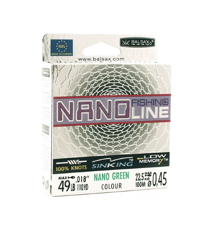 Леска Balsax Nano Fishing Green Box 100м 0,45 (22,5кг) (58552)