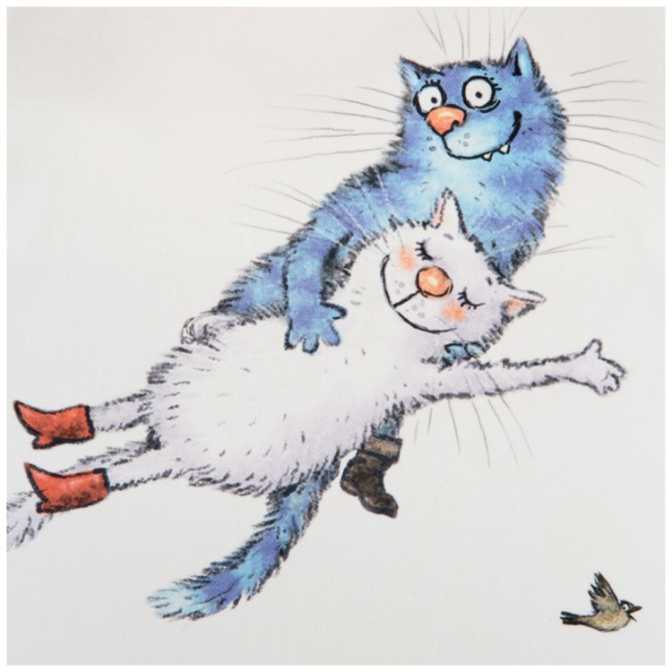 Фартук "синие коты. париж", 100% хлопок,твил, белый SANTALINO (850-717-7)
