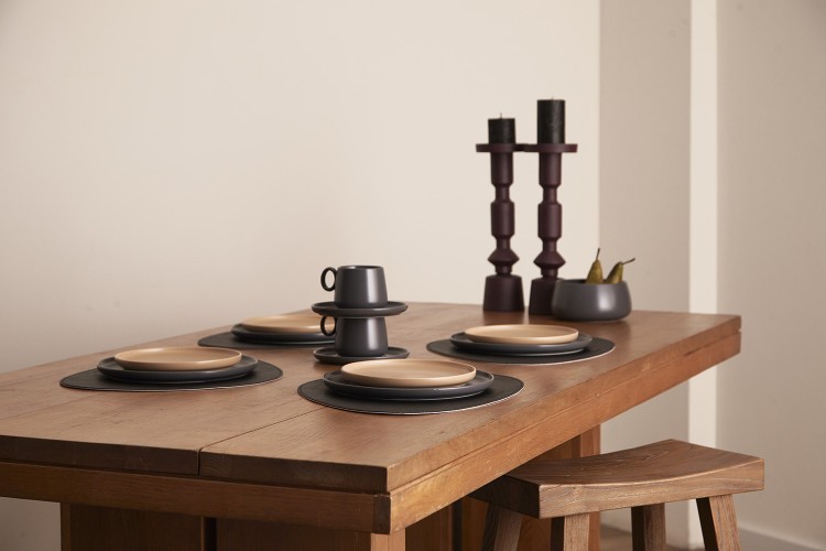 Набор из двух чайных пар темно-серого цвета из коллекции essential, 250 мл (75185)