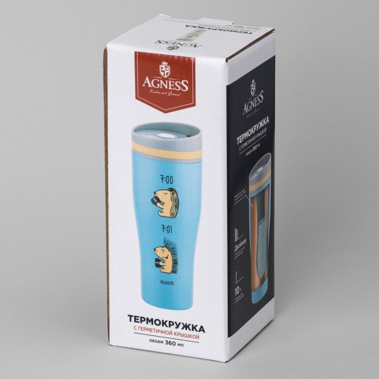 Термокружка agness "ёж" 360мл Agness (709-117)