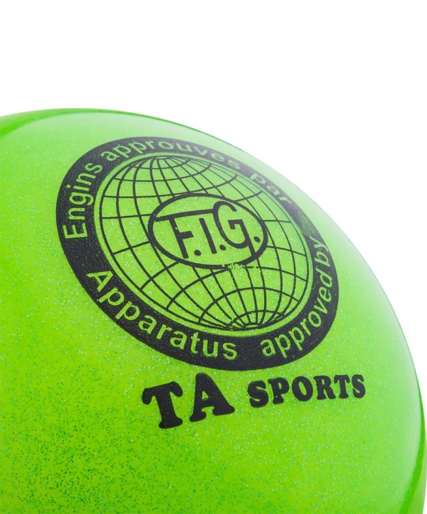 Мяч для художественной гимнастики RGB-102, 19 см, зеленый, с блестками (271225)