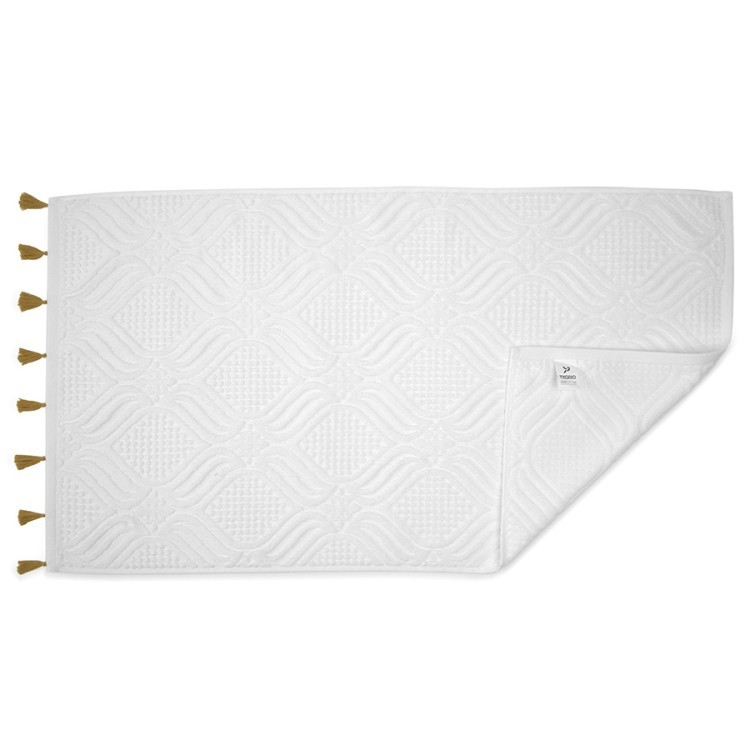 Полотенце для рук белое, с кисточками цвета карри из коллекции essential, 50х90 см (75410)