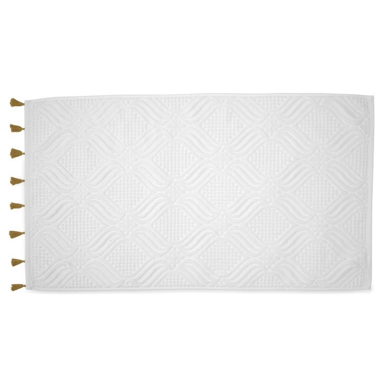 Полотенце для рук белое, с кисточками цвета карри из коллекции essential, 50х90 см (75410)