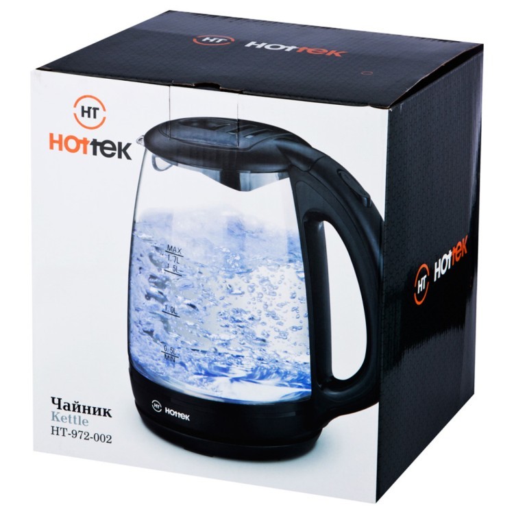 Чайник электрический hottek стекло ht-972-002 1,7л, 2200 вт, цвет черный, внутр.подсветка HOTTEK (972-002) Чайник электрический hottek стекло ht-972-002 1,7л, 2200 вт, цвет черный, внутр.подсветка HOTTEK (972-002)