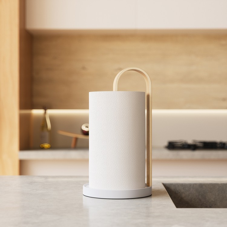 Держатель для бумажных полотенец bellwood, белый/натуральное дерево (79152)