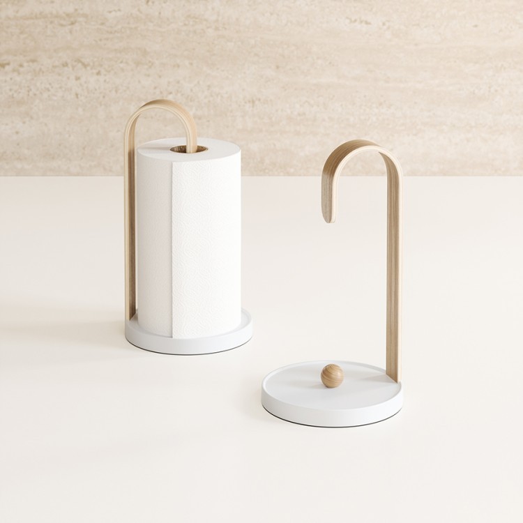 Держатель для бумажных полотенец bellwood, белый/натуральное дерево (79152)