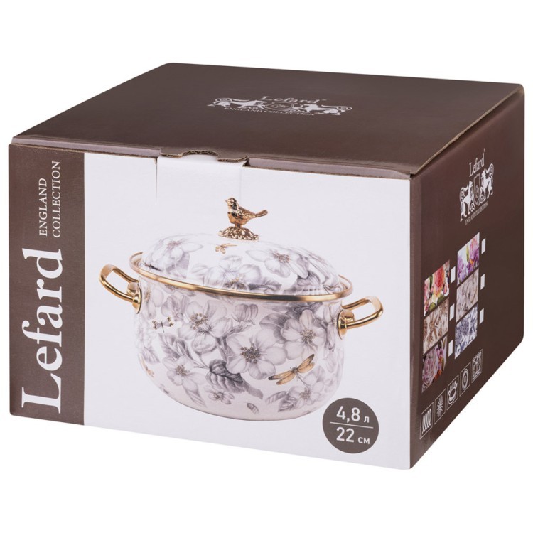 Кастрюля эмалированная lefard с крышкой 4,8л, диа.22см подходит для индукцион.пл Lefard (950-720)