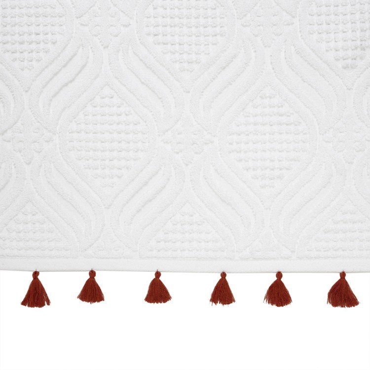 Полотенце для рук белое, с кисточками цвета красной глины из коллекции essential, 50х90 см (75411)