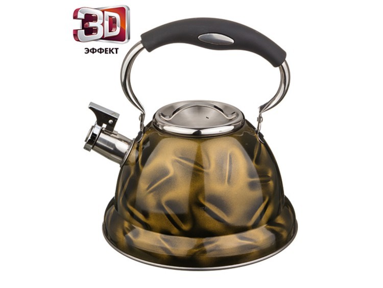 Чайник со свистком и рисунком "3d",  3,2 л,индукционное дно Powise Industrial (937-504) 