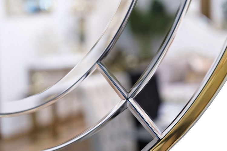Зеркало в двухцветной зеркальной раме/золото d91см (TT-00005791)