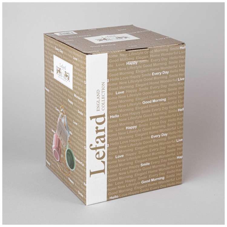 Набор кружек lefard "good morning" на металл. подставке 4 шт. 330 мл микс цветов Lefard (42-533)