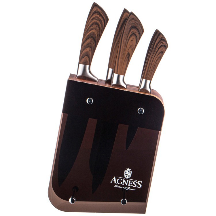 Набор ножей agness "монблан" на подставке, 6 предметов Agness (911-655)