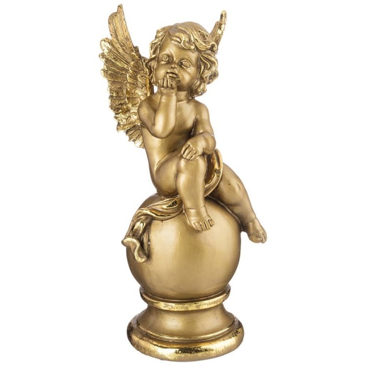 Фигурка декоративная "ангел на шаре" высота 33 см цвет: бронза с позолотой ИП Шихмурадов (169-362)