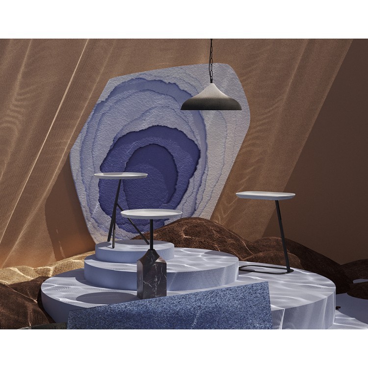 Столик кофейный sustainable collection, D38 см, серый/черно-белый (76070)