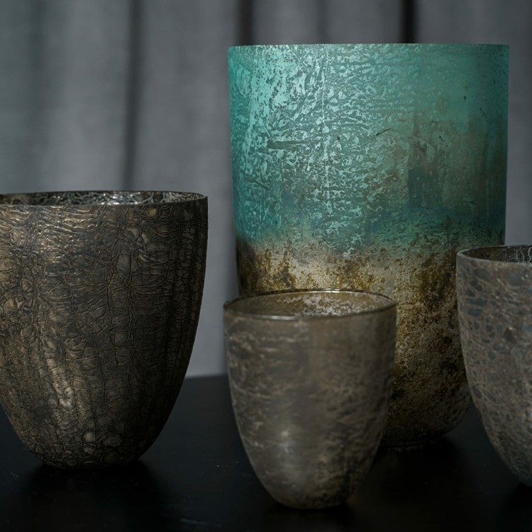 Подсвечник G1906, 25, glass, SILVER/GREEN, ROOMERS FURNITURE