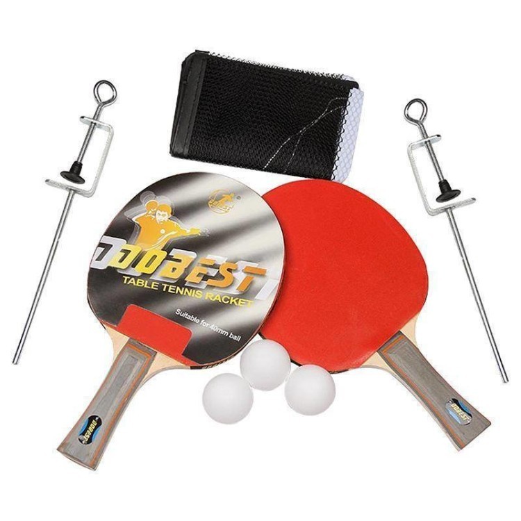 Набор для настольного тенниса Dobest BR33 0 звезд (2 ракетки + 3 мяча + сетка + крепеж) (55839)