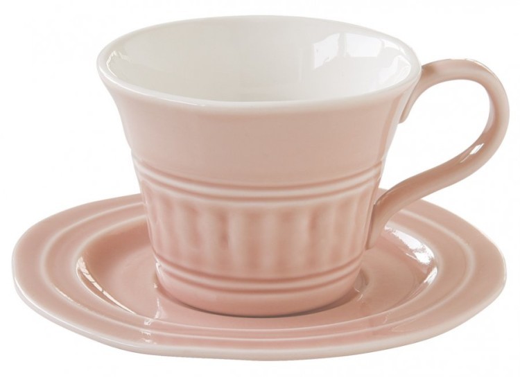 Чашка с блюдцем (розовый) Abitare, большая, без инд.упаковки - EL-R1872_ABLP Easy Life (R2S)