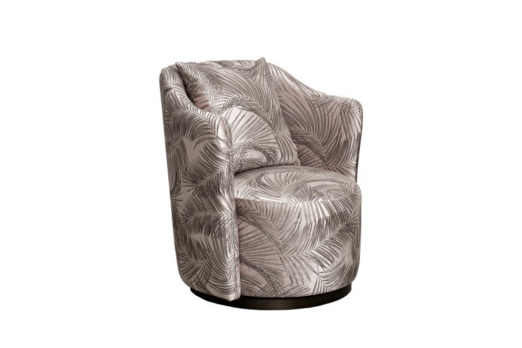 Кресло Verona вращающееся,вельвет принт листья Valdes110-BEG/бронза 70*77*80см (TT-00016552)