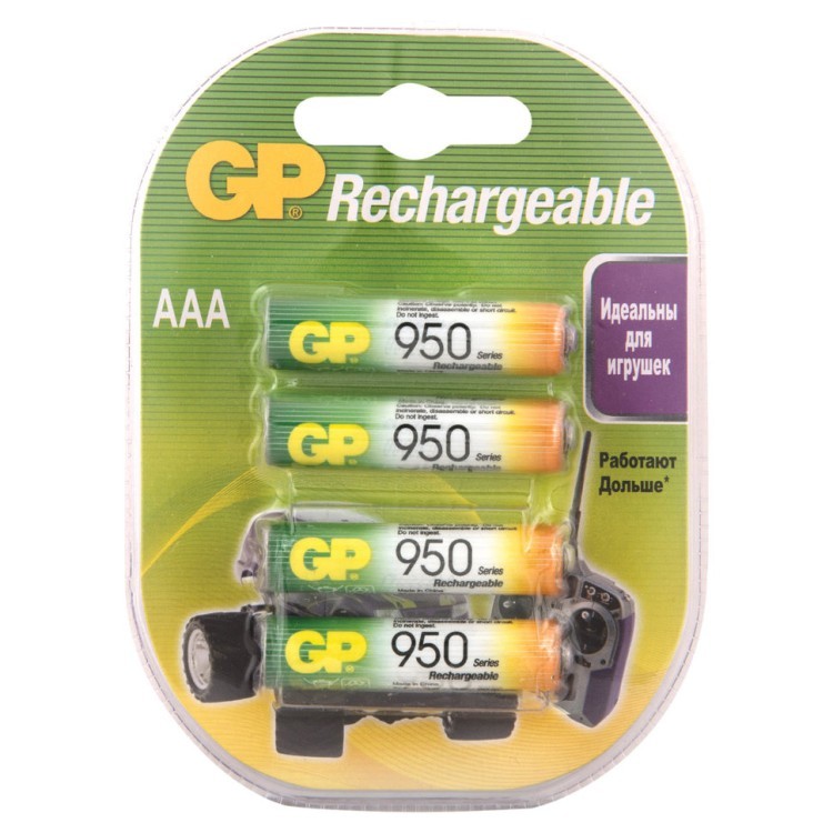 Батарейки аккумуляторные GP (AAA) Ni-Mh 950 mAh 4 шт (450442) (1) (65471)