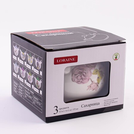 Сахарница 3пр 375мл Розовый сад LR (60260)