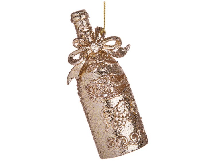 Декоративное изделие "бутылочка" 13 см цвет:золото с глиттером Myco International (865-340) 