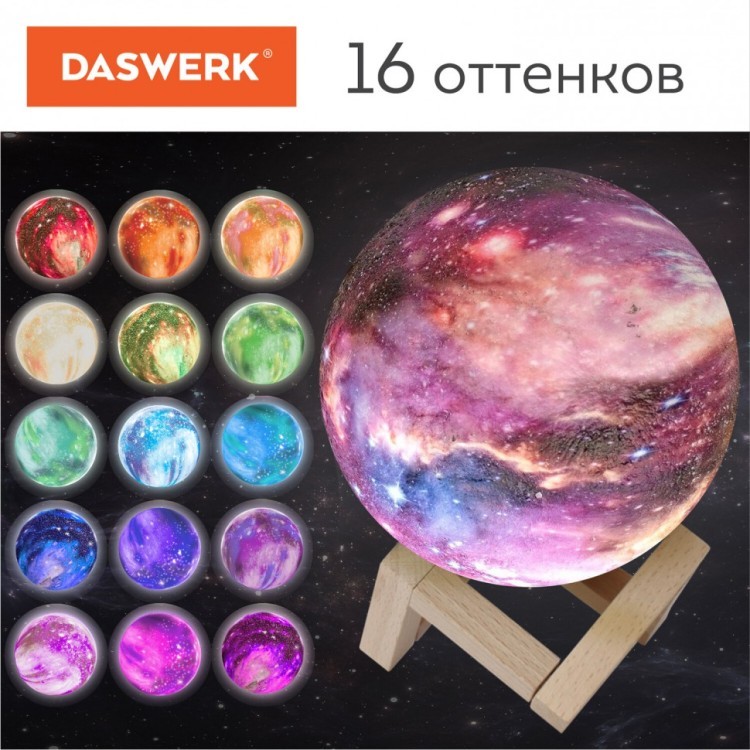 Ночник / светильник / LED лампа Вселенная 16 цветов d=15 см с пультом DASWERK 237953 (1) (93019)